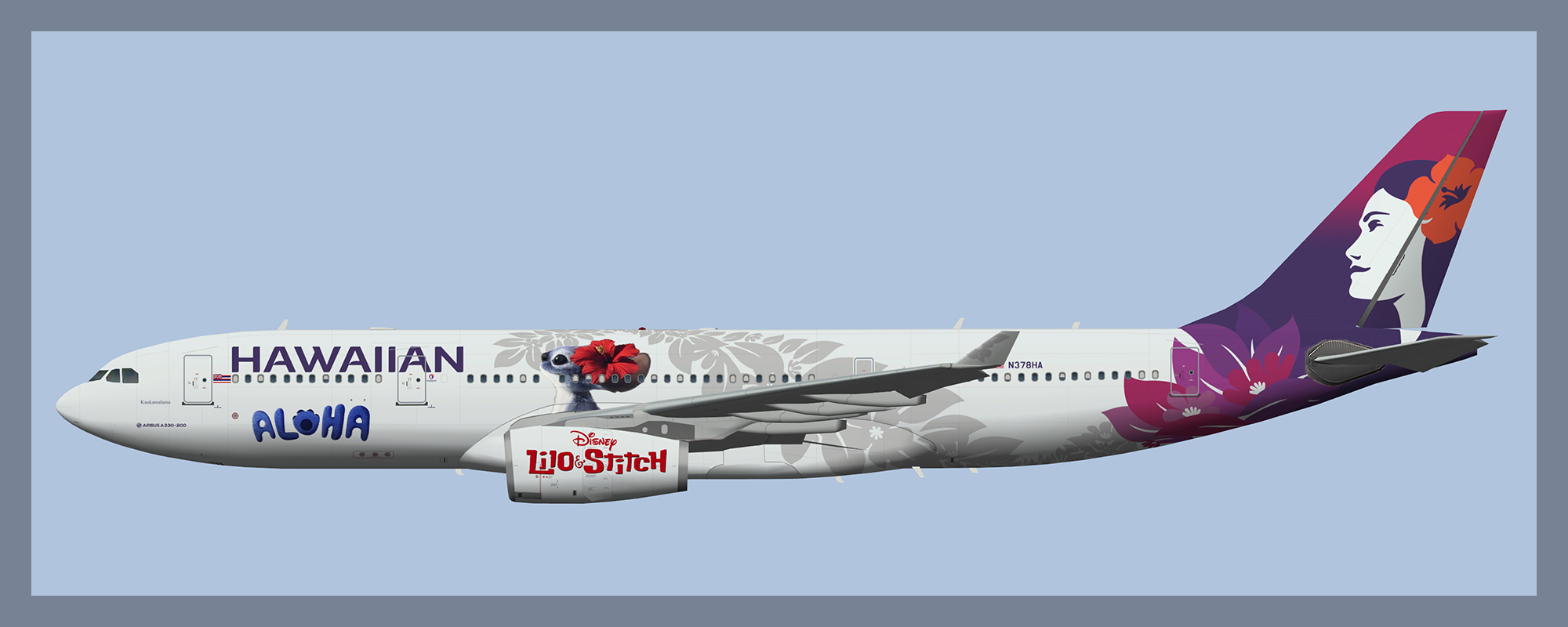 Hawaiian Airlines Airbus A330-200 N378HA Lilo and Stitch – ATCO